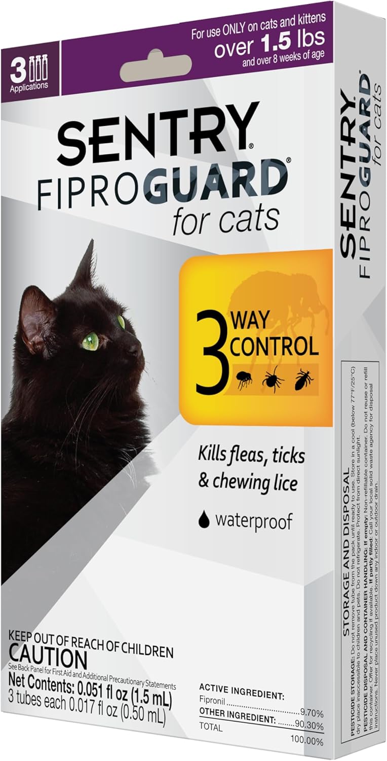 Sentry Fiproguard for Cats, Flea and Tick Prevention for Cats (1.5 Pounds and Over)