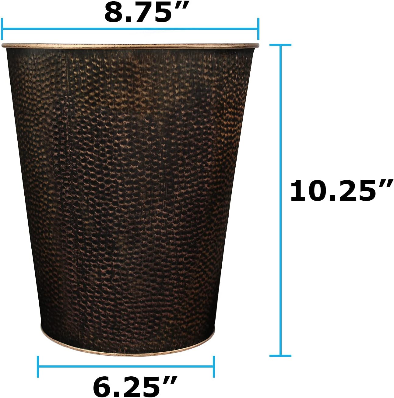 Blue Donuts Wastebasket for Bedroom, Bathroom, Trash Can 6 Liters, Bronze, Stainless Steel