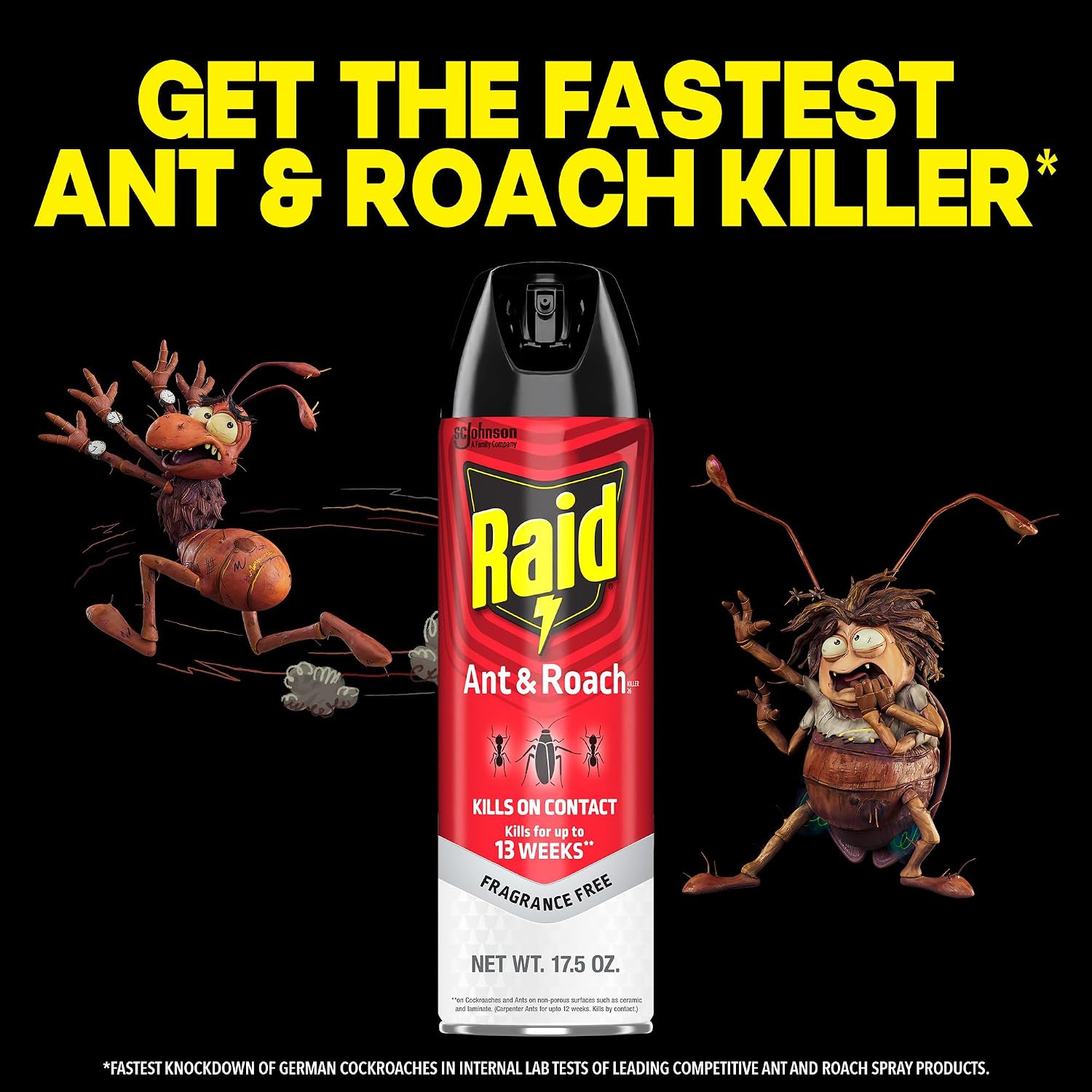 Raid Ant & Roach Killer 26, Fragrance Free Bug Killer for Home Use, Kills Bugs on Contact, 17.5 Oz, 2 Count