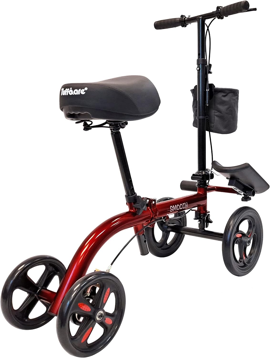 Smooth Seated Knee Scooter, Slow Propelled Steerable Mobility Knee Walker Crutches, Wheelchair Alternative with Dual Brakes