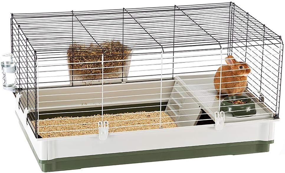 Ferplast Krolik Green Rabbit Cage Deluxe | Rabbit Cage Includes All Accessories & Measures 39.4L x 23.6W x 19.7H & Includes All Accessories | 1-Year Manufacturer's Warranty
