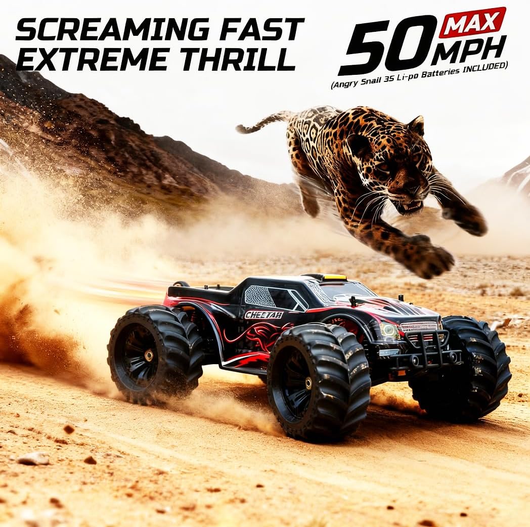 JLBRACINGRC 1/10 Brushless RC Cars for Adults, 80+ KPH, 4WD RC Trucks |120A ESC Monster Trucks, All-Terrain Off-Road Big Remote Control Car