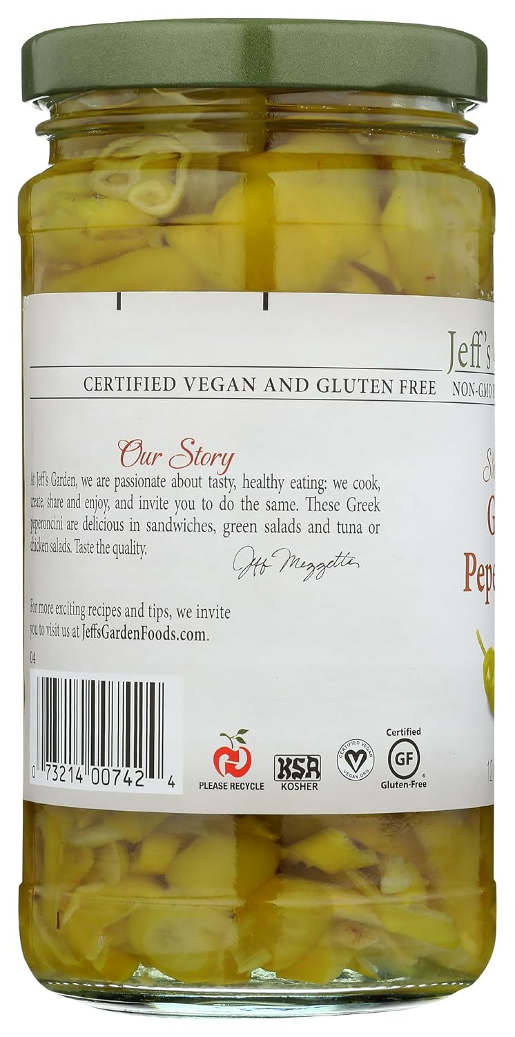 Jeff's Naturals Sliced Golden Greek Peperoncini - 12 oz