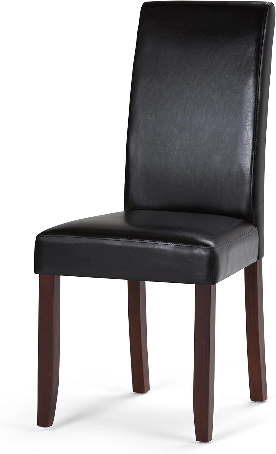 SIMPLIHOME Acadian Dining Chairs - Upholstered Solid Hardwood and Vegan Leather Parsons Chair Set in Midnight Black