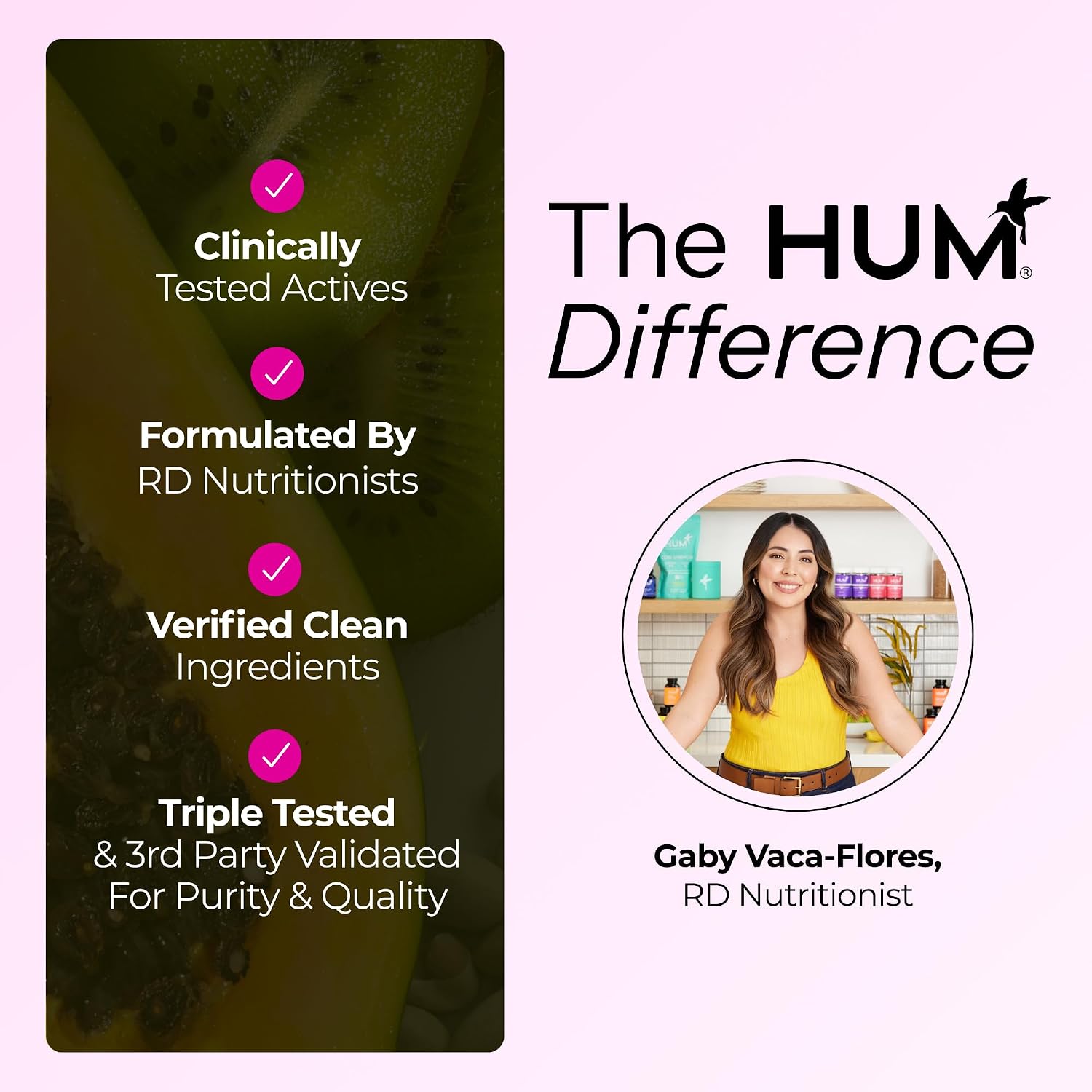 HUM Hair Strong Strawberry Gummies, Hair Growth Support, 60 Count | Folic Acid, Fo-Ti Root Extract, Biotin, Zinc & B12, Vegan Strawberry Gummies, Women & Men