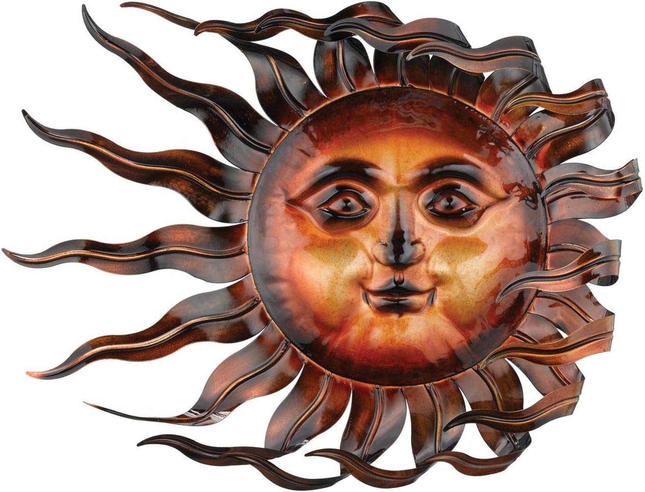 Regal Art & Gift Handcrafted Metal Sun Wall Decor, Rustic Sunburst Wall Art | Copper Patina, 40 in, Metal, Rust-Resistant Sunburst Sculpture, Eye-Catching Accent for Patio, Garden & Home