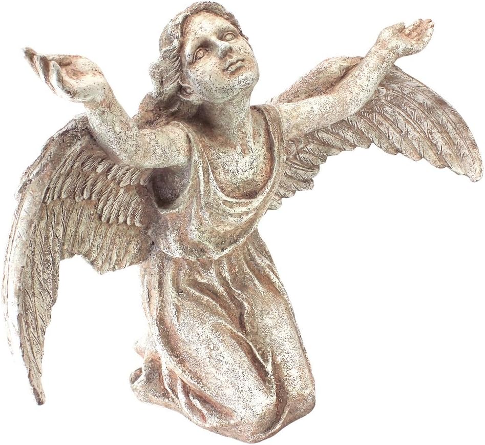 Design Toscano In Grace Girl Child Angel Memorial Indoor/Outdoor Garden Statue, 14 inches wide, 24 inches tall, Cast Stone Resin, Antique Stone Finish