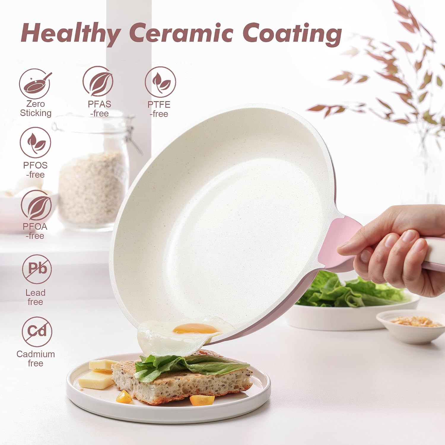 SENSARTE Nonstick Frying Pan Skillet, Swiss Granite Coating Omelette Pan, Healthy Stone Cookware Chef's Pan