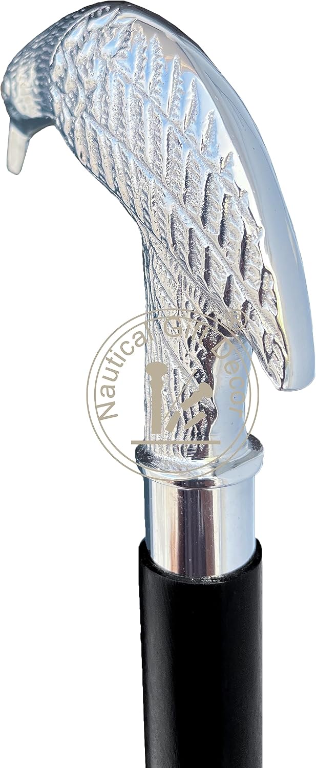 Edgar Allen Poe's Mystic Raven Gothic Walking Stick Swagger Cane, 37 Inch, Hardwood, Black