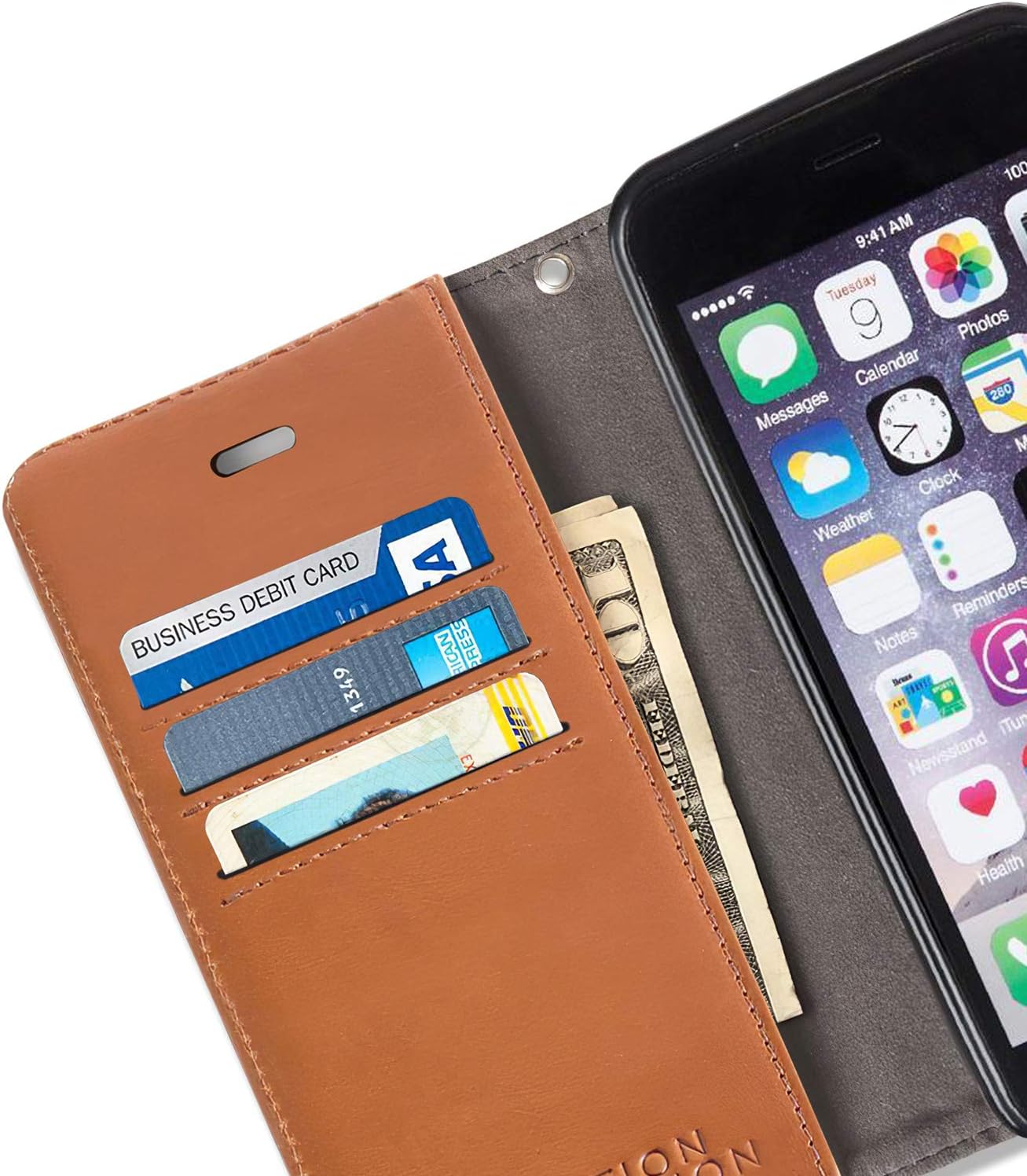 SafeSleeve EMF Blocking Wallet Case for iPhone 6/7/8, Black | EMF Blocker, Card Data Protection, Magnetic Closure, Leather Folio Protection for Daily Use