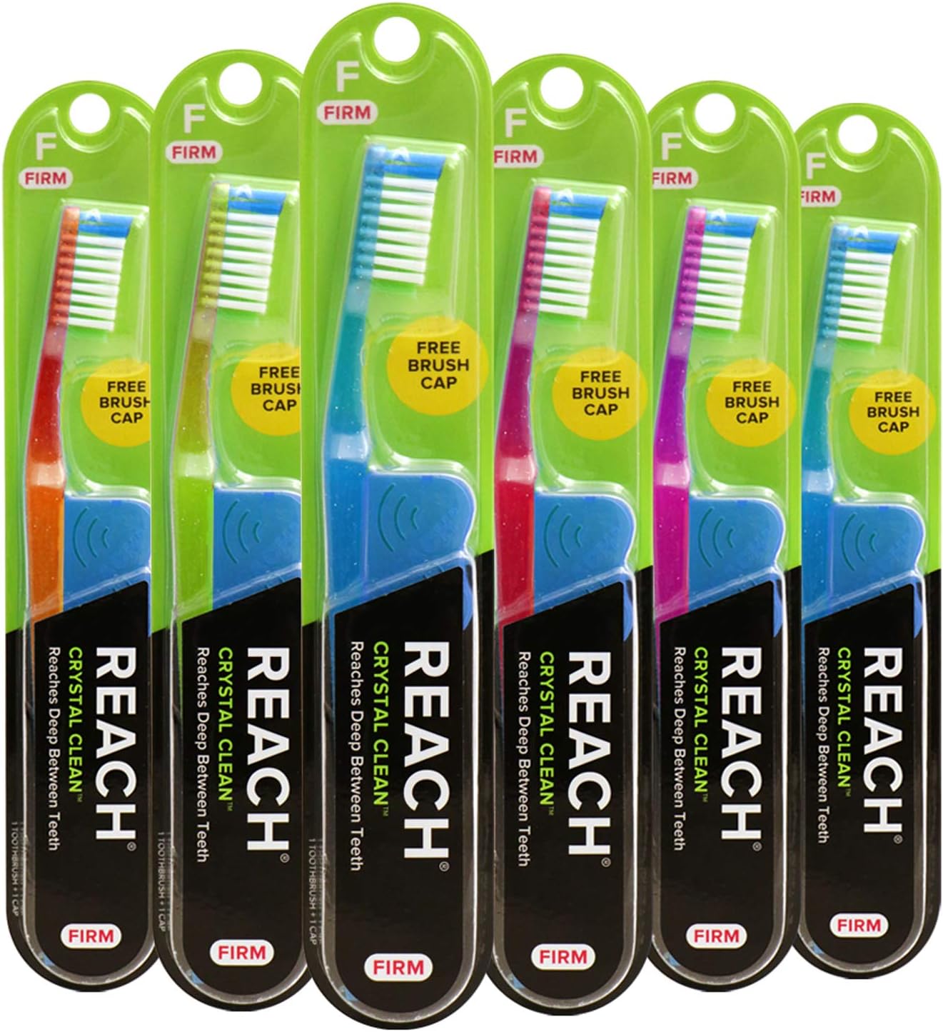 Reach Crystal Clean Medium Bristle Toothbrushes, 6 Pack