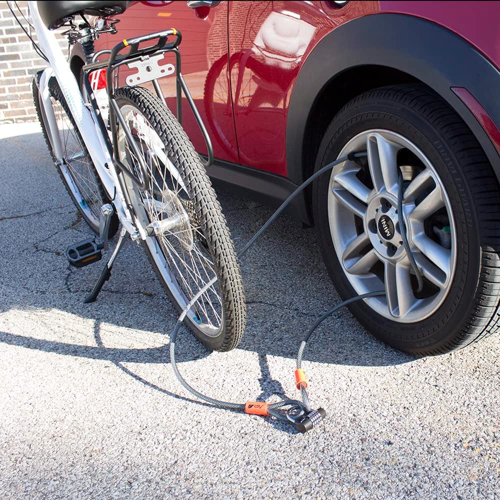 BV 7FT Heavy-Duty Security Cable Lock with Loops – Extra Thick 10mm (3/8") Braided Steel, Cut-Resistant & Weatherproof Wire Cable for Padlock, Gate, Bike, Motorcycle & Outdoor Equipment