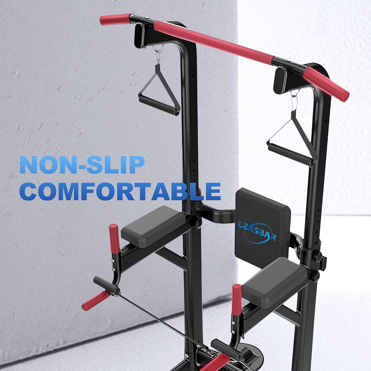 Pull Up Dip Station for Home Gym, Power Tower with Backrest, Adjustable Height Pull Up Bar Stand