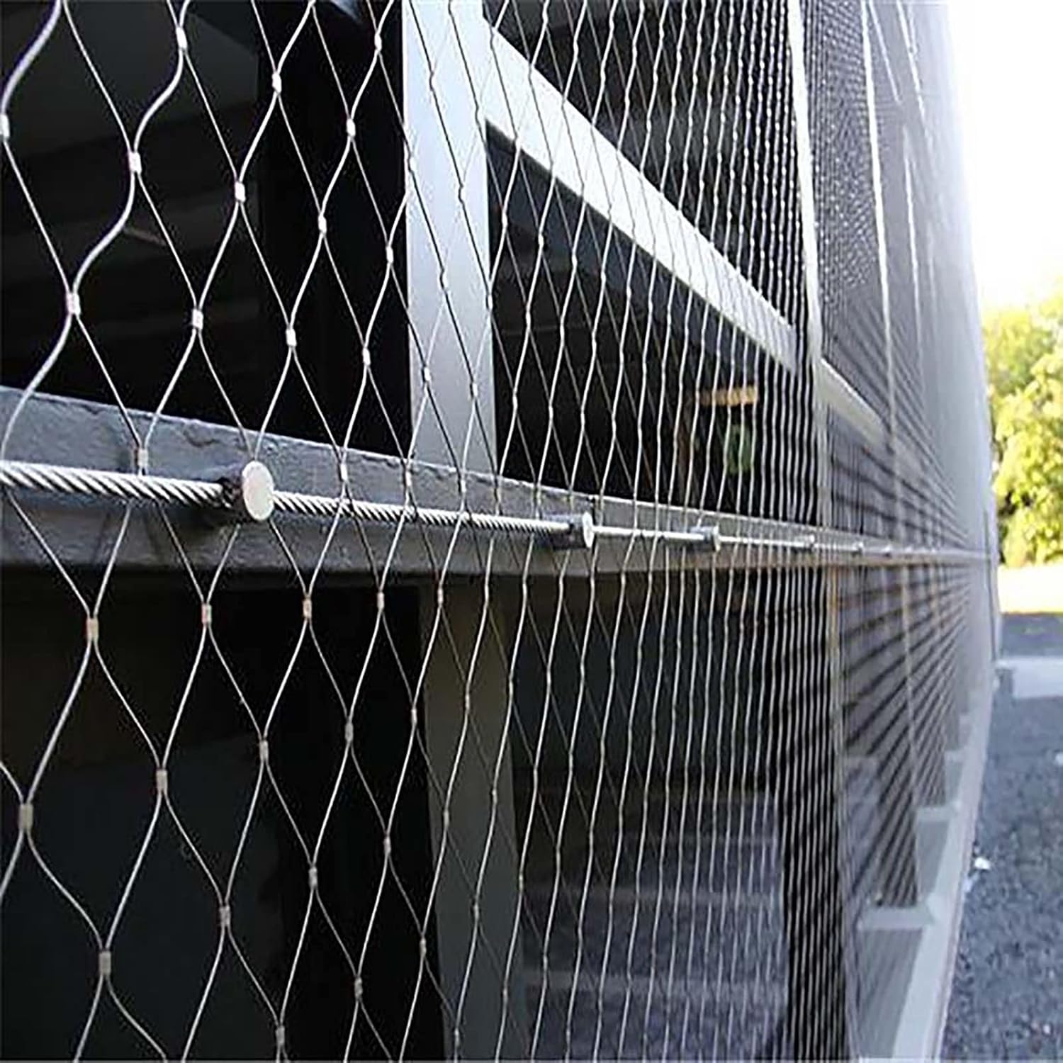 Stainless Steel Wire Rope Cable Mesh Netting, 3.3x6.6ft Balcony Protection Net, 10cm/2mm Garden Poultry Chicken Wire Netting, Durable Deer Fencing Net