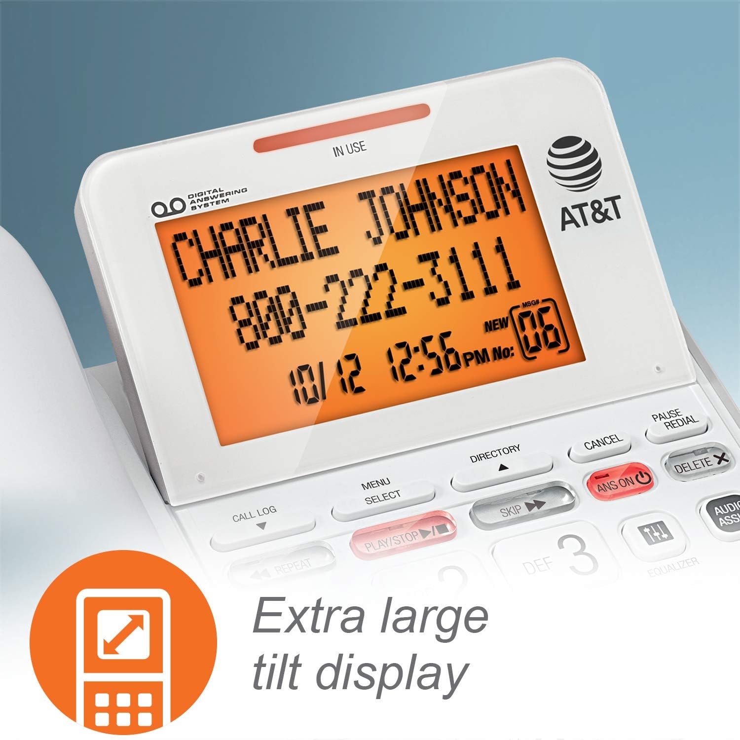 AT&T CL4940 Corded Phone with Digital Answering System, Caller ID, Large Tilt Display