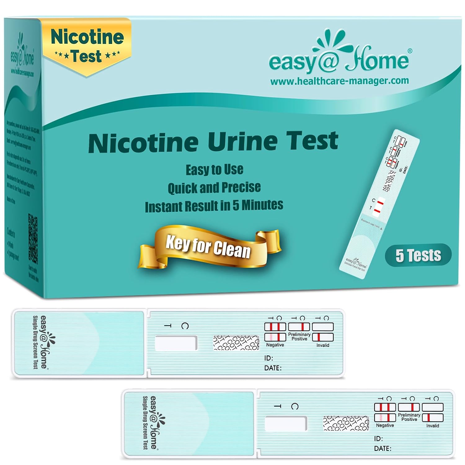Easy@Home 25 Pack Nicotine Urine Test Strips, Cotinine Urine Screen Test