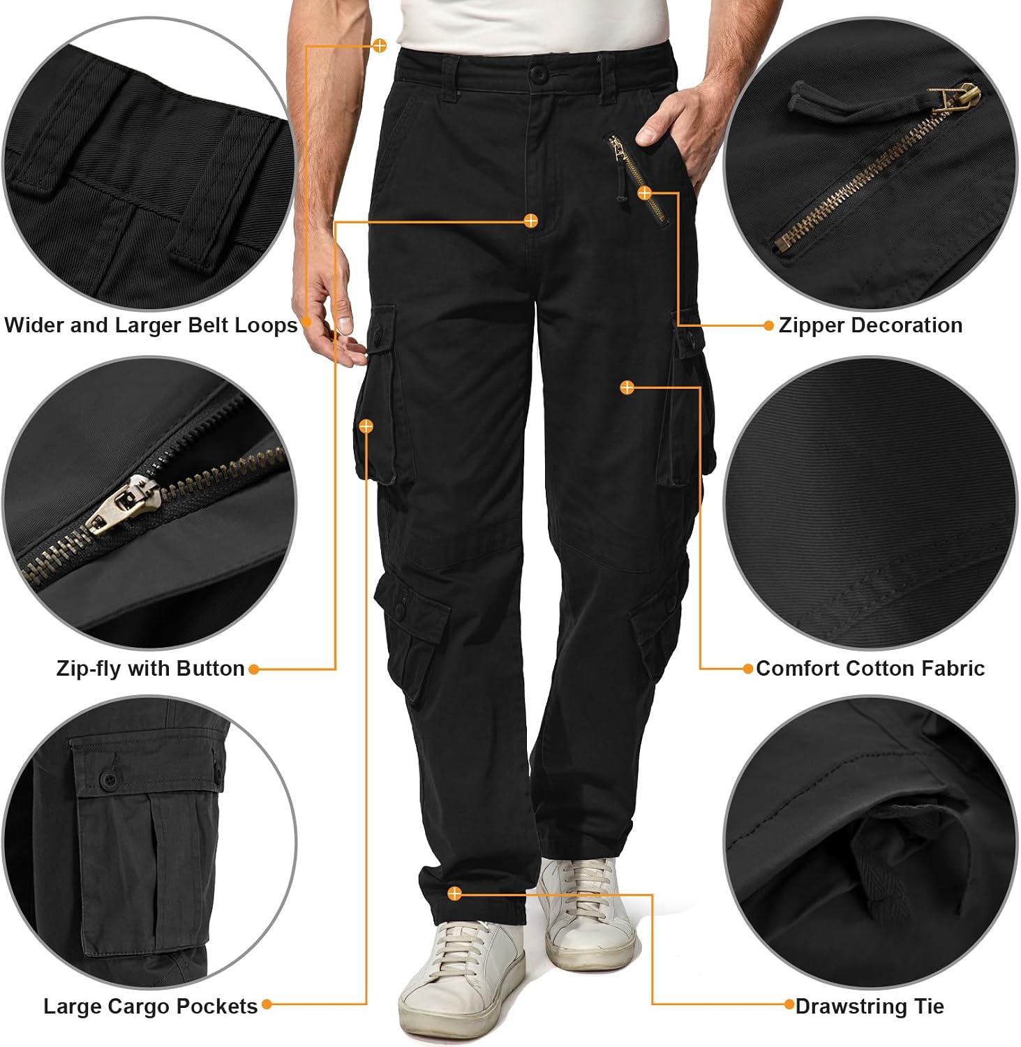 Mens Cargo Pants Camo Work Tactical Rip Stop BDU Casual Army Military Pants | 100% Cotton,Wear Resistant,Breathable,Sweat-absorbent,Men's Wild Cargo Pants with 8 Pockets,Relaxed Loose Fit Hiking Pants