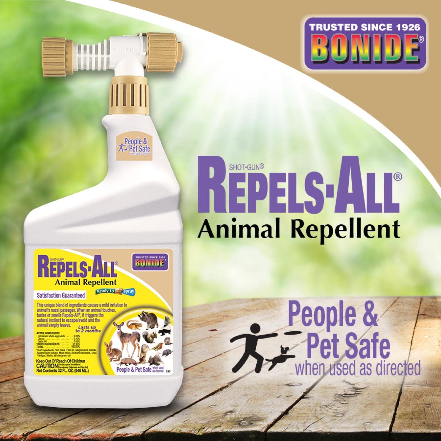 Bonide Repels-All Animal Repellent, 32 oz Ready-to-Spray | Outdoor Pest Garden, Deer & Rabbit Control, People & Pet Safe