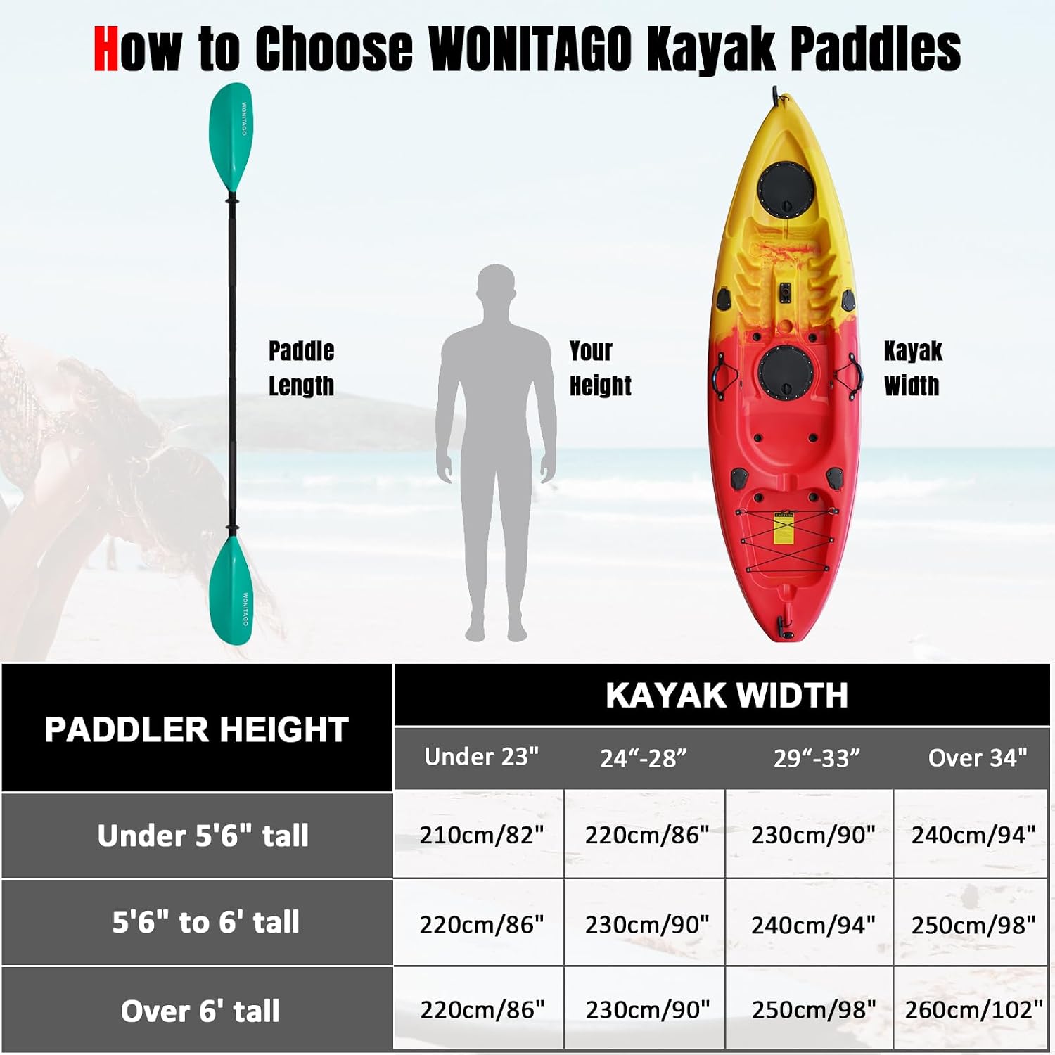 Kayak Paddle, Adjustable and Lightweight Kayaking Oar