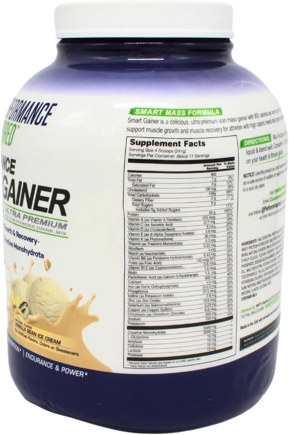 Performance Inspired Nutrition Smart Mass Gainer – 50G Protein, 900 Calories, Creatine, L-Glutamine & Digestive Enzymes – Muscle Recovery & Growth – Chocolate Milkshake – 6 lb | 50G Protein - 900 Calories - Creatine, L-Glutamine & Digestive Enzymes