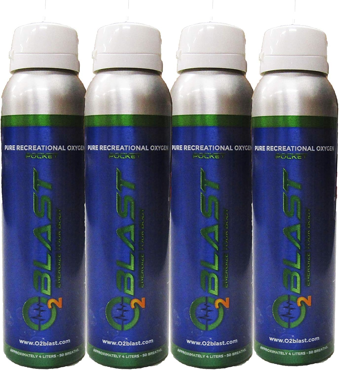 O2 Blast - 4L Portable Oxygen Can with Flip-Top Cap, Compact Design, 6-Pack
