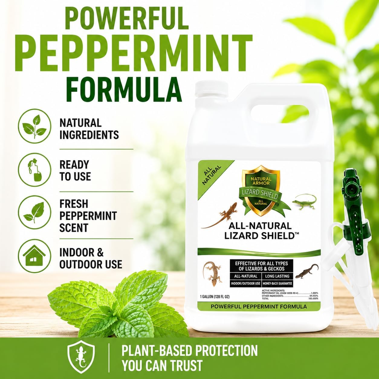Natural Armor Lizard & Gecko Repellent - 1 Gallon (128 oz) w/Sprayer