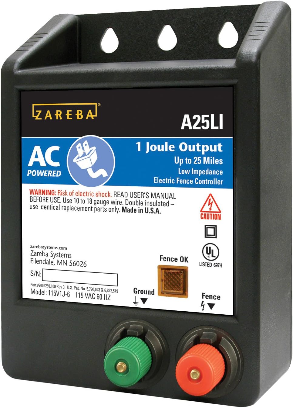 Zareba A25LI AC Powered Low Impedance 25 Mile Fence Charger