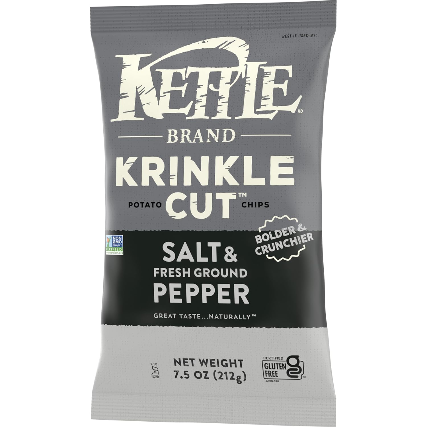 Kettle Brand Krinkle Cut Salt and Fresh Ground Pepper Potato Chips, 13 Oz