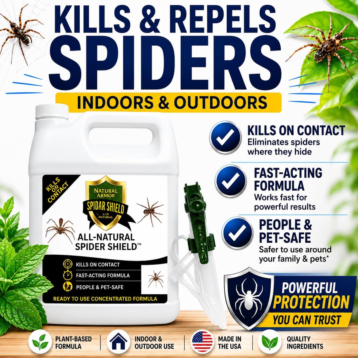 Natural Armor Spider Killer & Repellent - 1 Gallon (128 oz) w/Sprayer