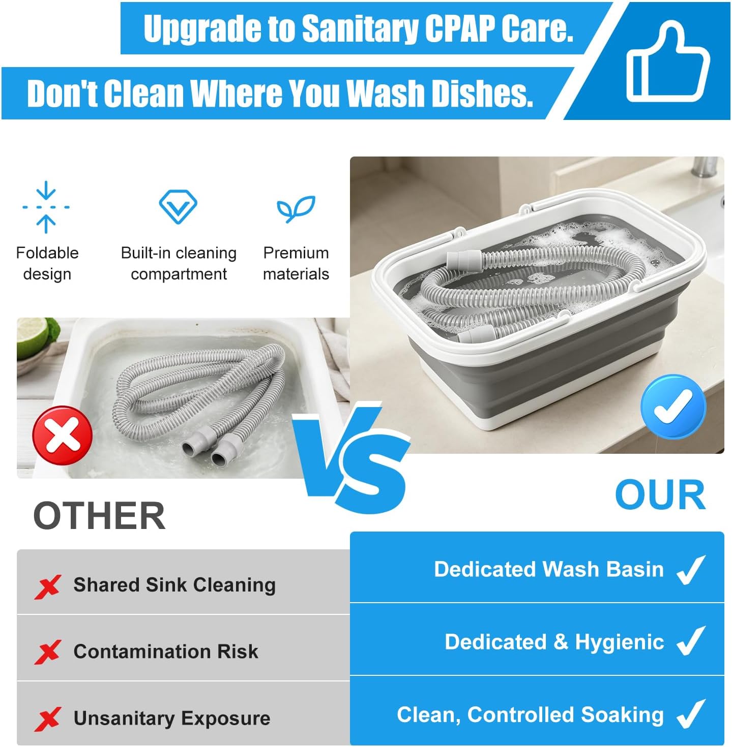 CPAP Cleaning Kit with Hose Dryer for 15-22mm Tubing CPAP Supplies Cleaner, Extra Large | Complete 11Pack CPAP Cleaning Tool, Fast Drying Fan