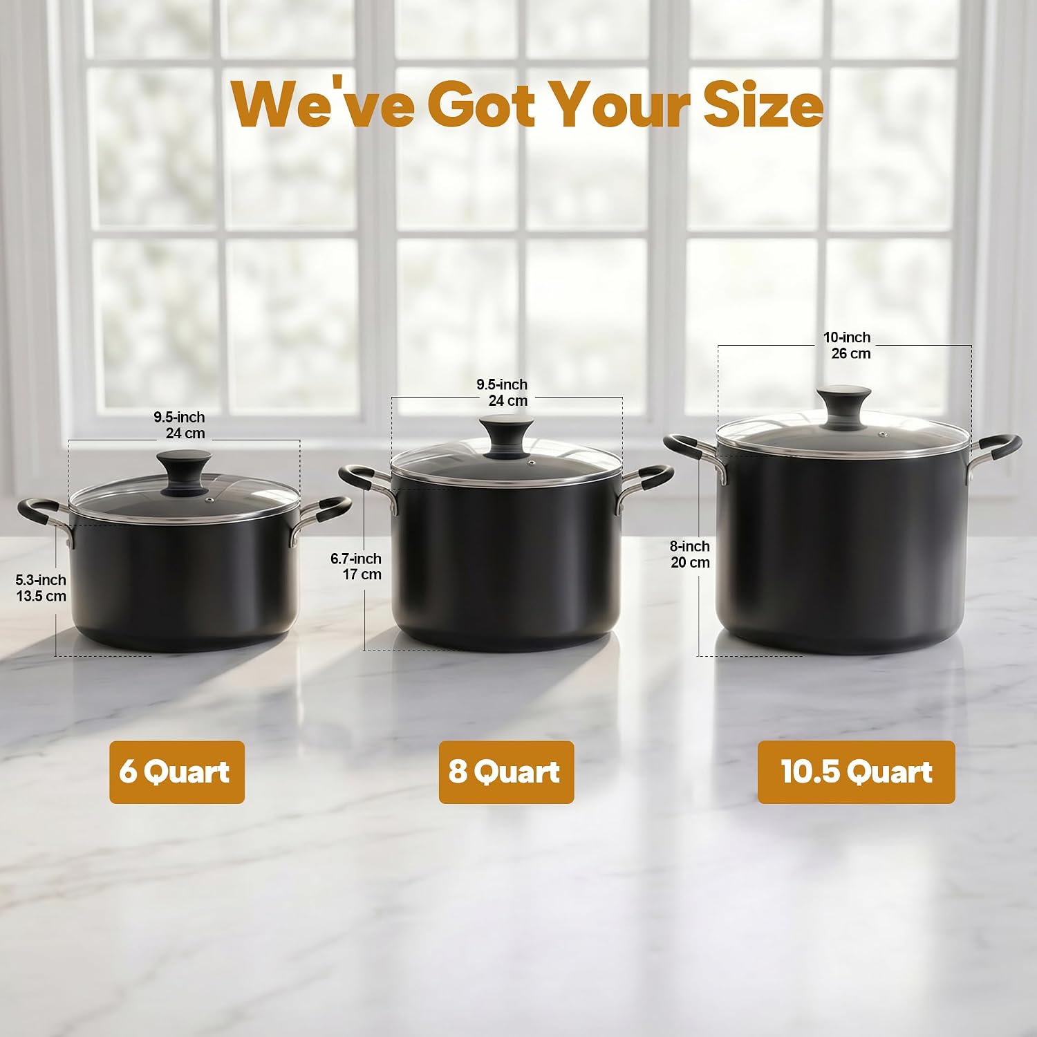 Cook N Home 10.5 Quart Non Stick Stock Pot with Lid, Large Pots for Cooking