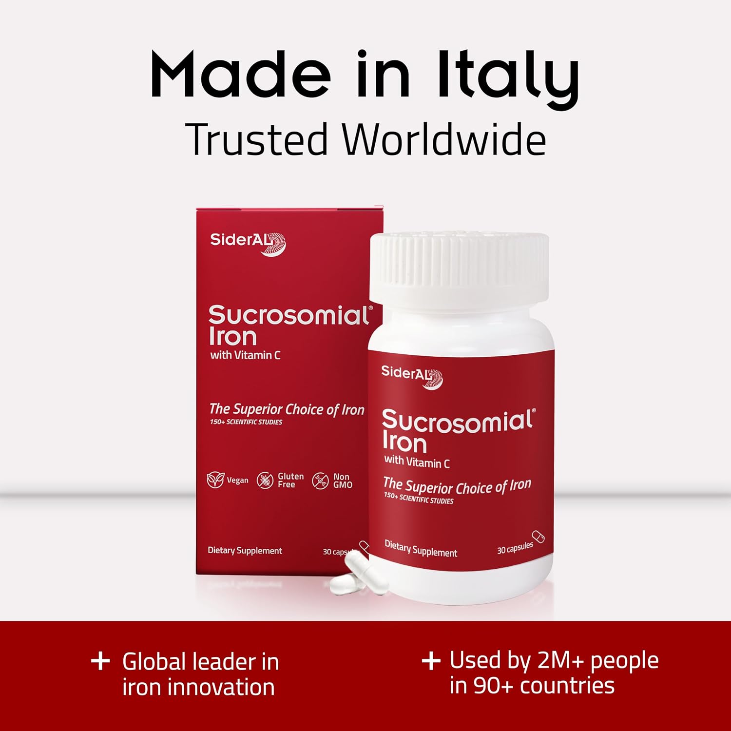 SiderAL Forte Sucrosomial Iron Supplement for Women and Men - Clinically Proven to Increase Levels without Side Effects, Gentle on Stomach