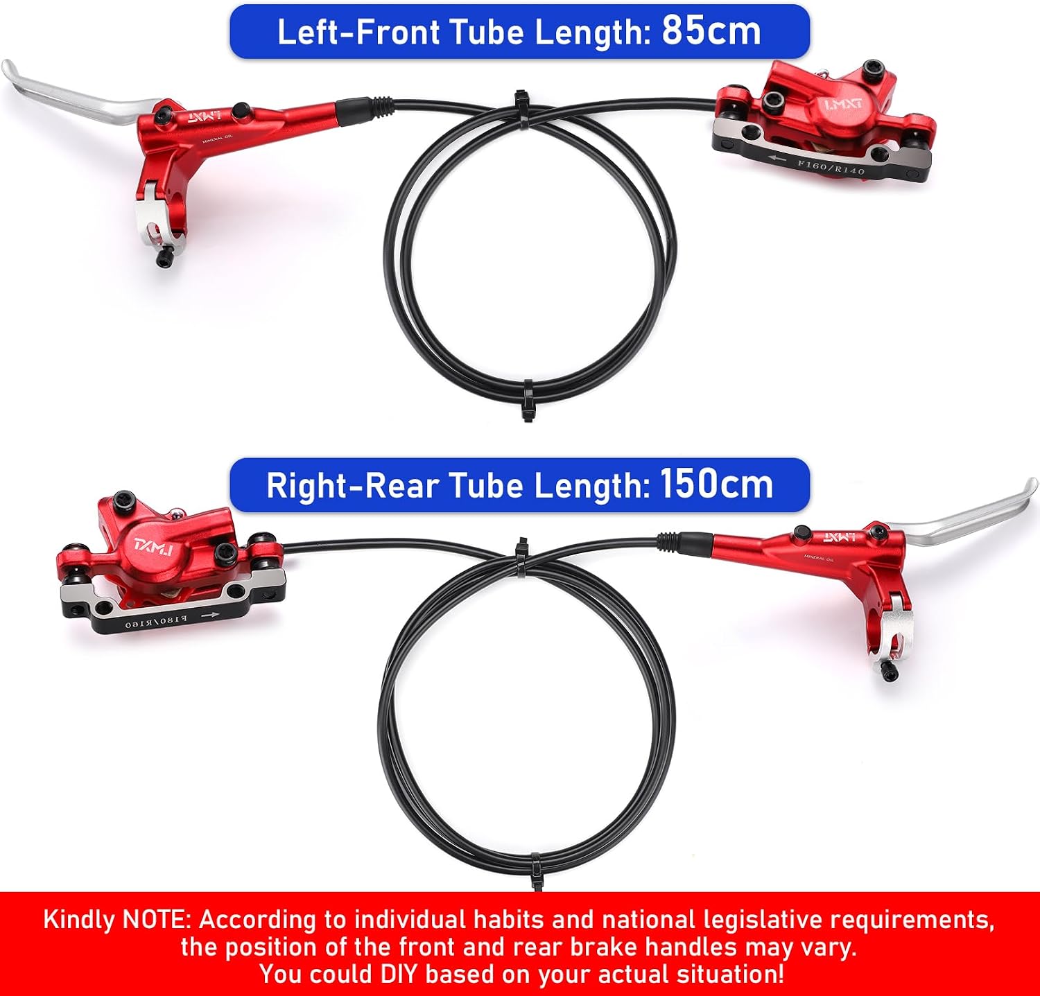 TOBWOLF MTB Cable Disc Brake Kit, Front Rear Calipers with 160mm Rotors