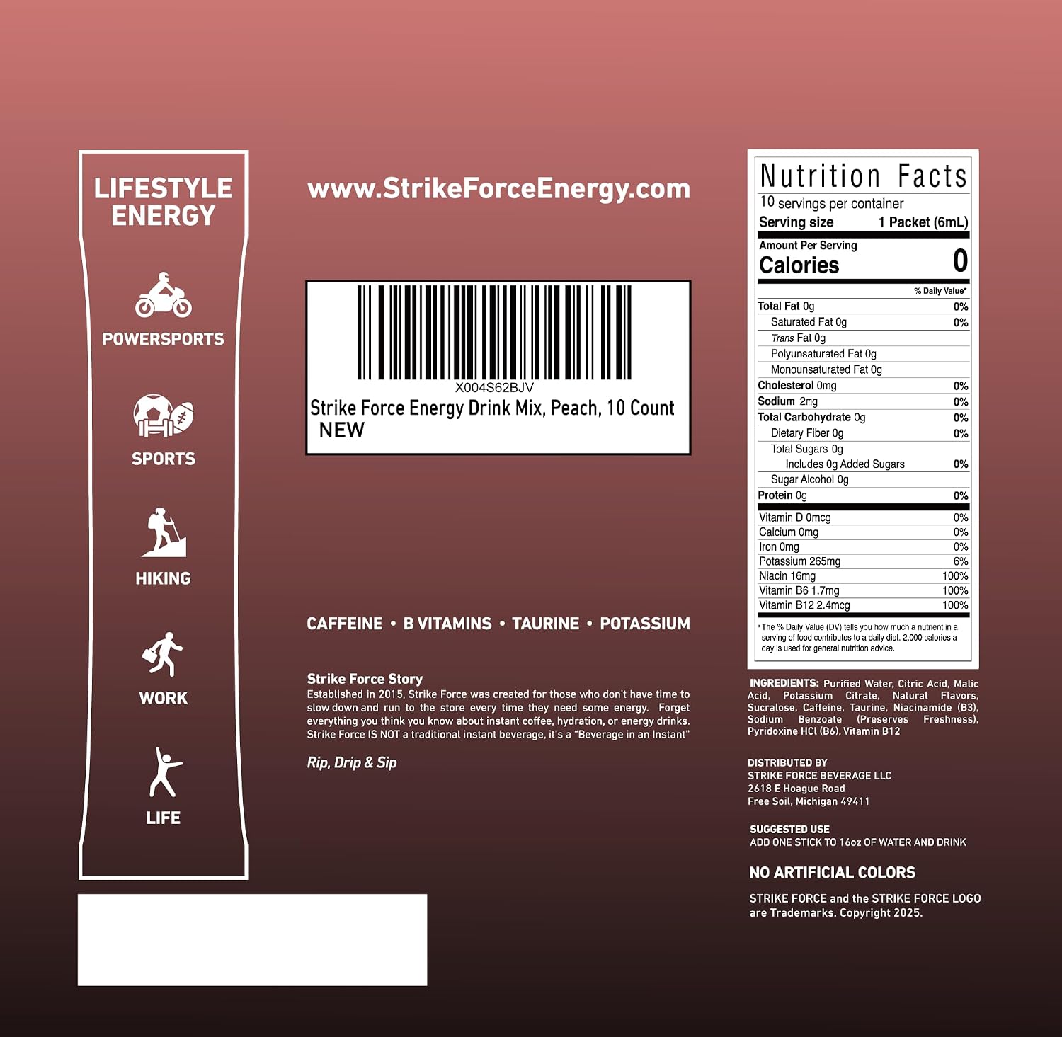 Strike Force Energy Drink Mix - Original Flavor - Natural Tasting Caffeine Drink - Turn Any Drink into a Healthy Energy Drink - Zero Calories, Keto Friendly, Sugar Free, Pre Workout (40 Liquid Packs)