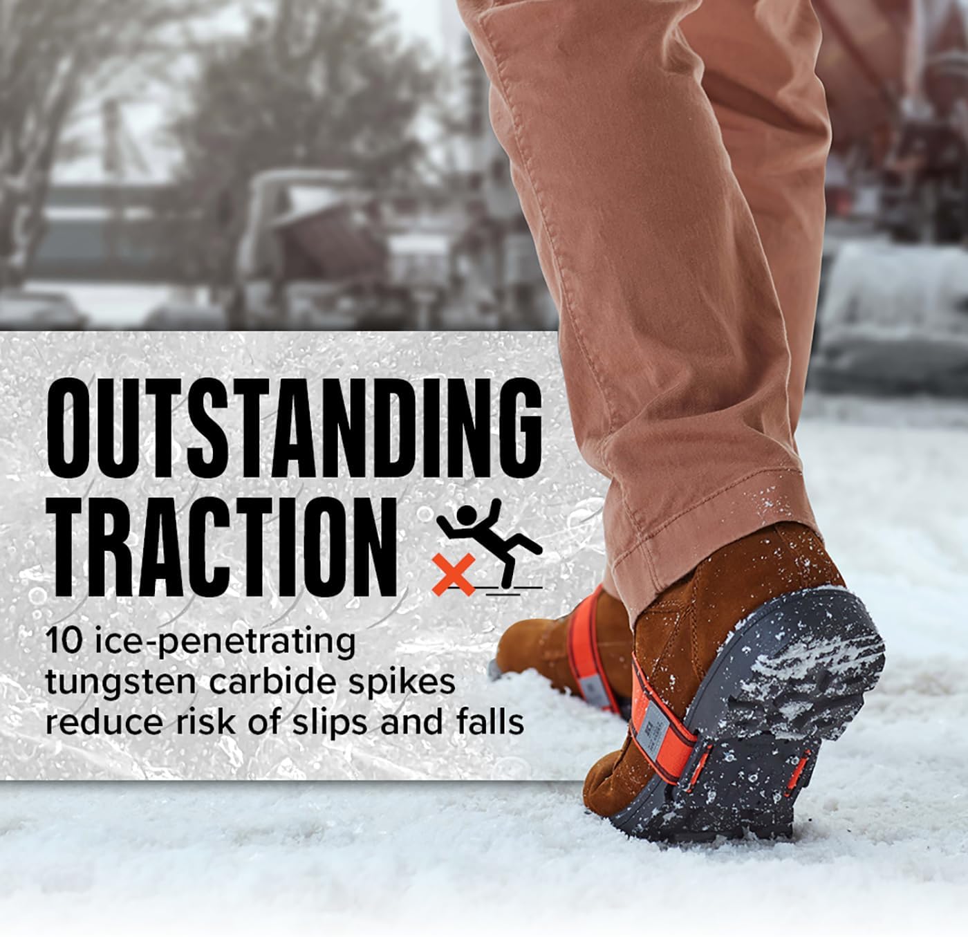 K1 Mid-Sole Ice Cleats for Men & Women - Rotatable Traction Aids For Winter Snow - Hi Vis - Low Profile