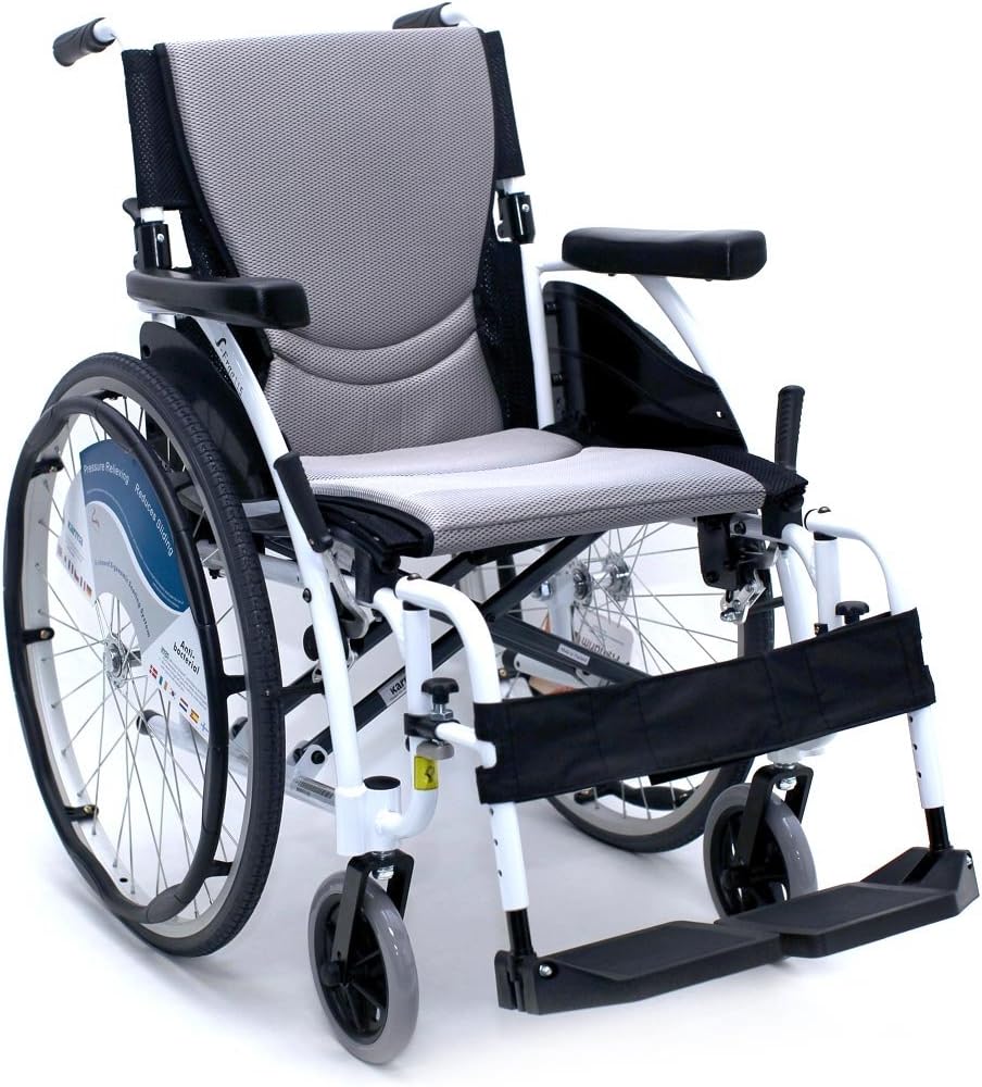 Karman 25 lbs Ergonomic Wheelchair with Removable Footrest 18" Silver
