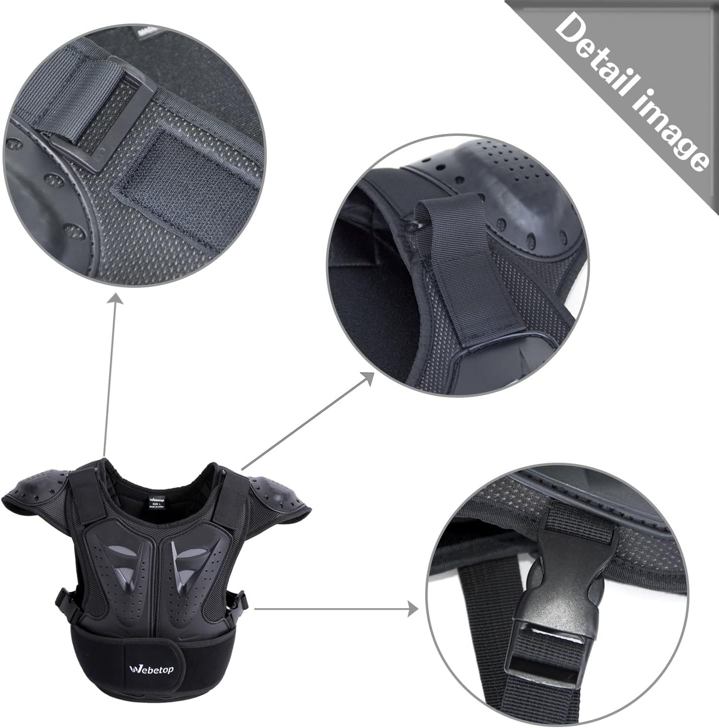 Webetop Kids Dirt Bike Chest Protector Motocross Adjustable Youth Chest Protector Shock-Resistant Dirt Bike Gear for ATV, Cycling | Youth Riding Gear, Adjustable Fit, Lightweight Design, Multi-Sport Use, Growth-Friendly Wear, Easy On and Off