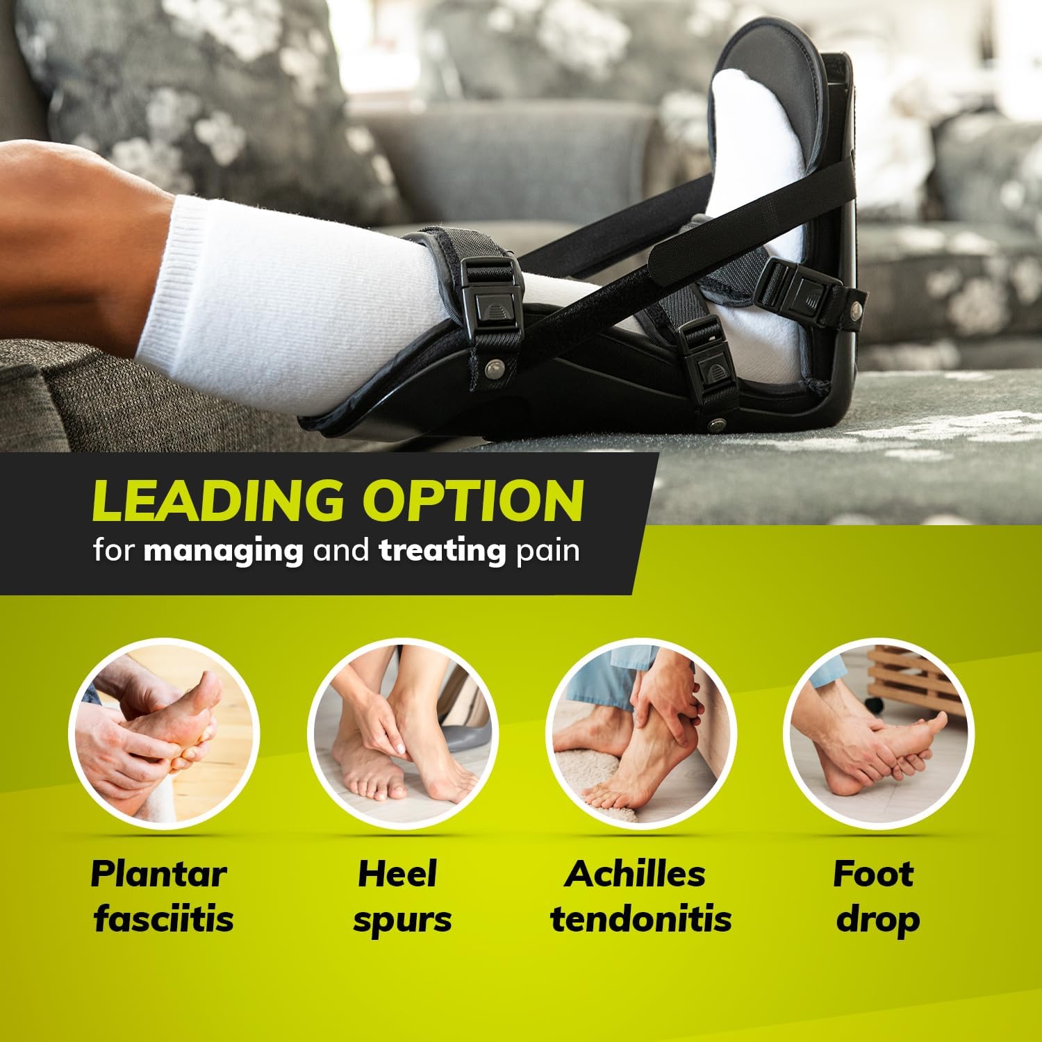 BraceAbility Sleeping Stretch Boot - Plantar Fasciitis Night Foot Splint Adjustable Achilles Tendonitis Brace for Fascia, Tendon and Calf Stretching, Heel and Bone Spur, Arch Pain Treatment (Medium)