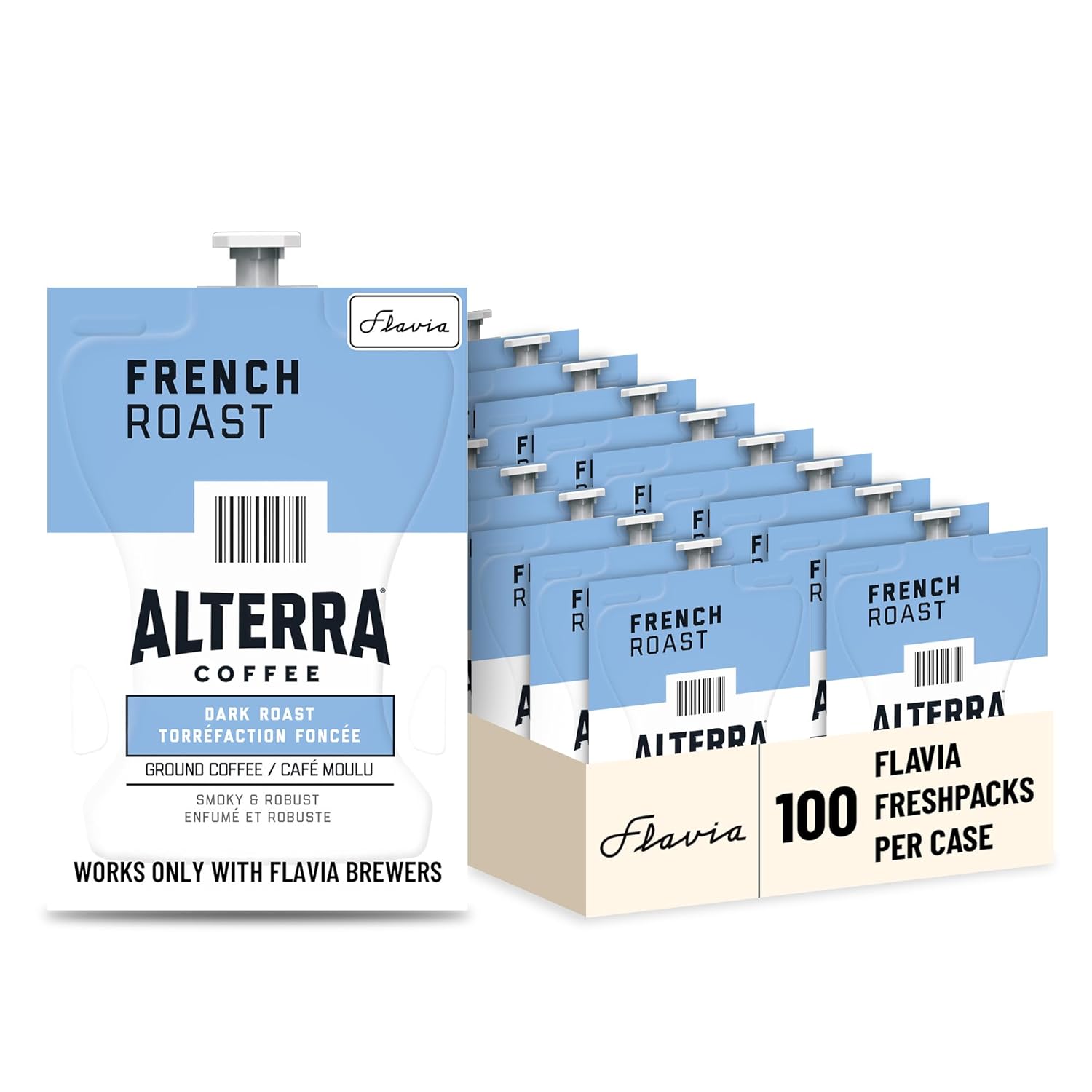 Flavia Alterra French Roast Coffee Freshpacks compatible only with Flavia Brewers, Dark Roast (Case of 100)