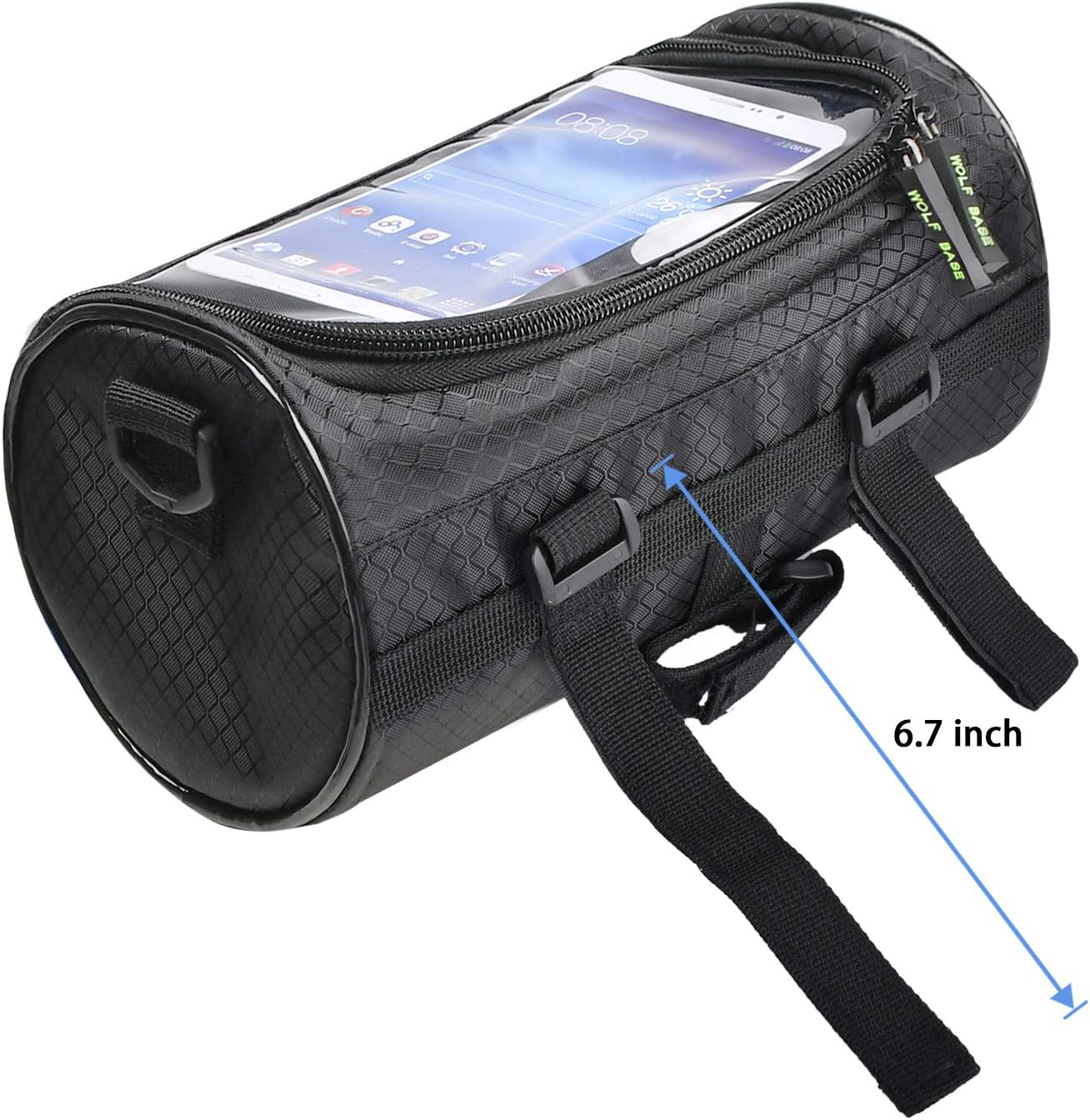 Bike Handlebar Bag, 6 inch Transparent Pouch | Waterproof Phone Cycling Mount Front Bags, Bicycle Storage Bag with Removable Shoulder Stra
