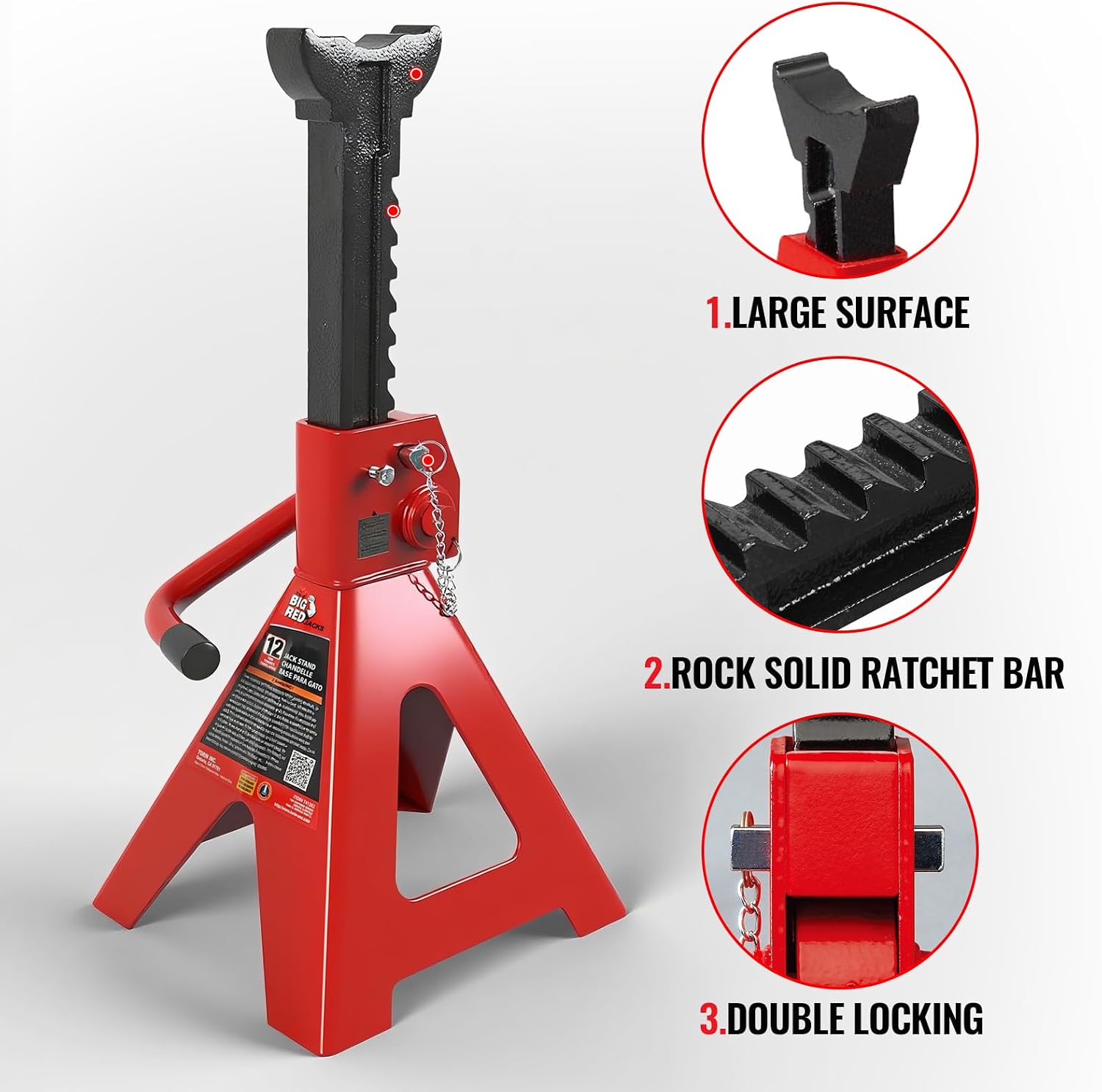 BIG RED Torin Hydraulic Trolley Floor Jack Combo with 2 Jack Stands, 2 Ton Capacity (T82001)