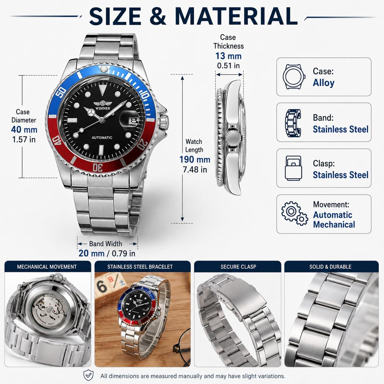 MASTOP Mens Automatic Mechanical Watches Stainless Steel Waterproof Luxury Watch for Men Reloj Automático para Hombre