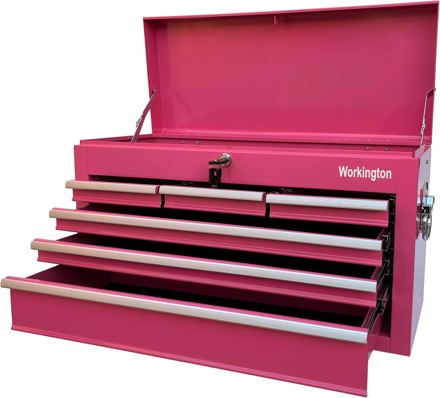 Workington Portable Metal Tool Chest with 6 Drawers, 24" 6-Drawer Tool Chest Cabinet with Ball Bearing Drawer Slides