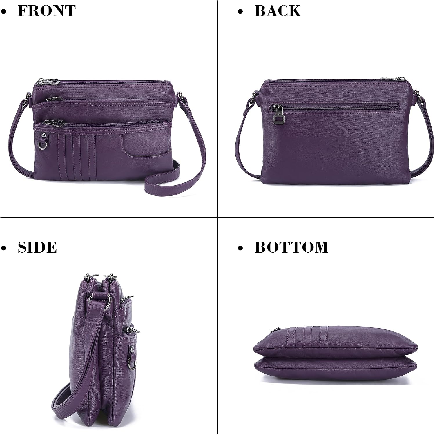 MINICAT Multi Pocket Small Crossbody Purses for Women Everyday Shoulder Bag | Lightweight Organizer, Cross body Bag with Multiple Zipper Pockets, Vegan Leather, Phone Purse for Travel Casual Daily