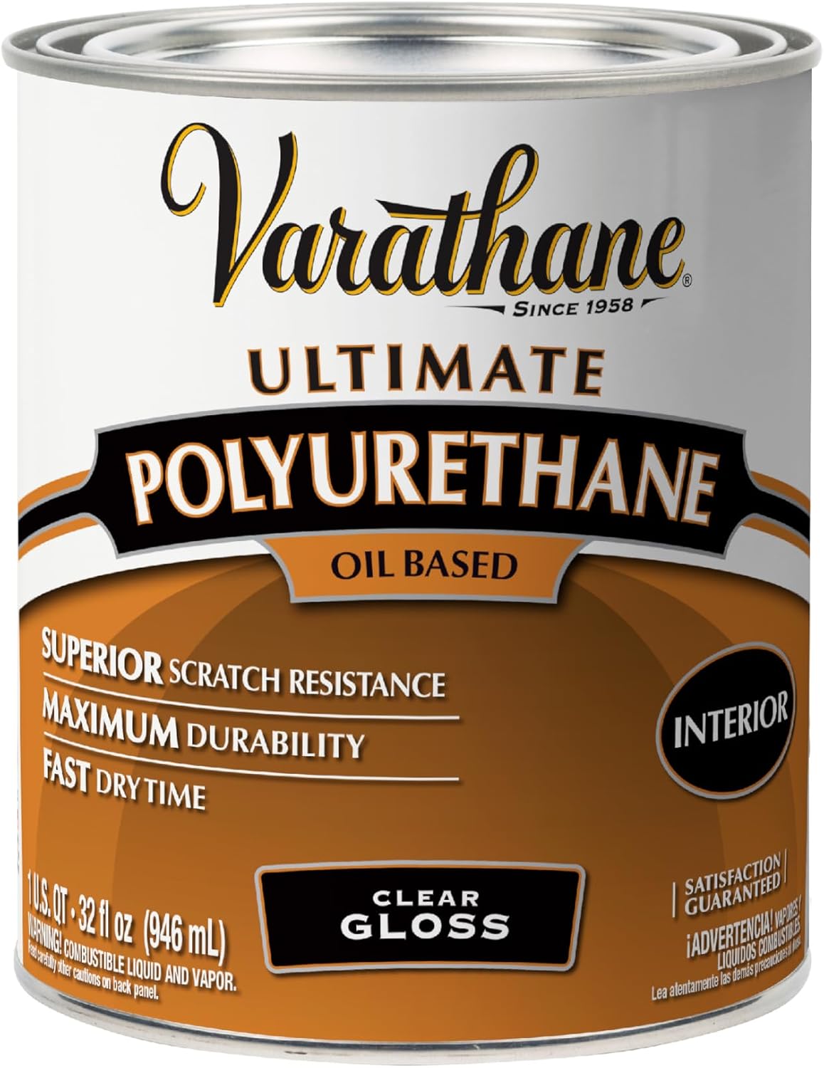 Rust-Oleum 9141H Oil Polyurethane, Quart, Satin Finish