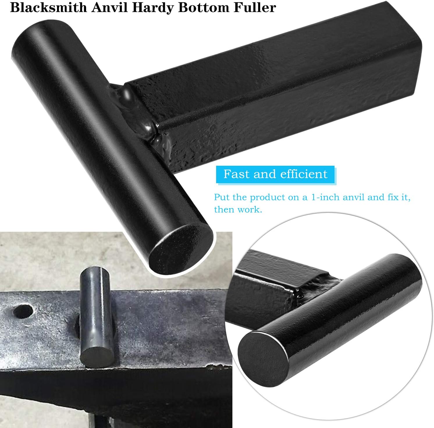 Blacksmith Anvil Hardy Tool Set 1Inch Creasing Tool Stake,Bottom Fuller,Hot Cut Tool,Turning Bending Scrolling Fork.(4PCS)