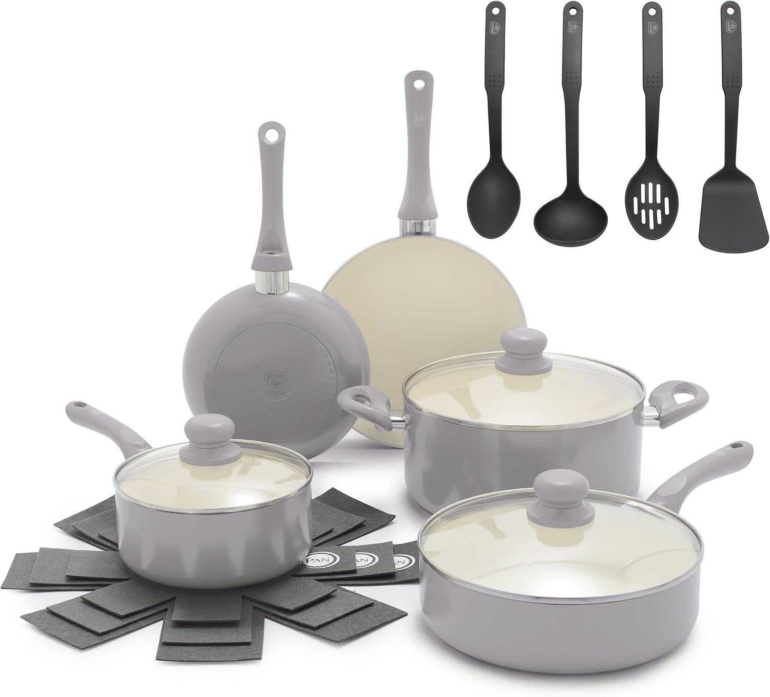 GreenLife 16 Piece Ceramic Nonstick Pots & Pans Cookware Set, Turquoise | PFAS-Free Ceramic Nonstick, Stockpot, Frying Pans, Saucepans, Sauté Pan, Stay-Cool Handles, Dishwasher & Oven Safe up to 350F