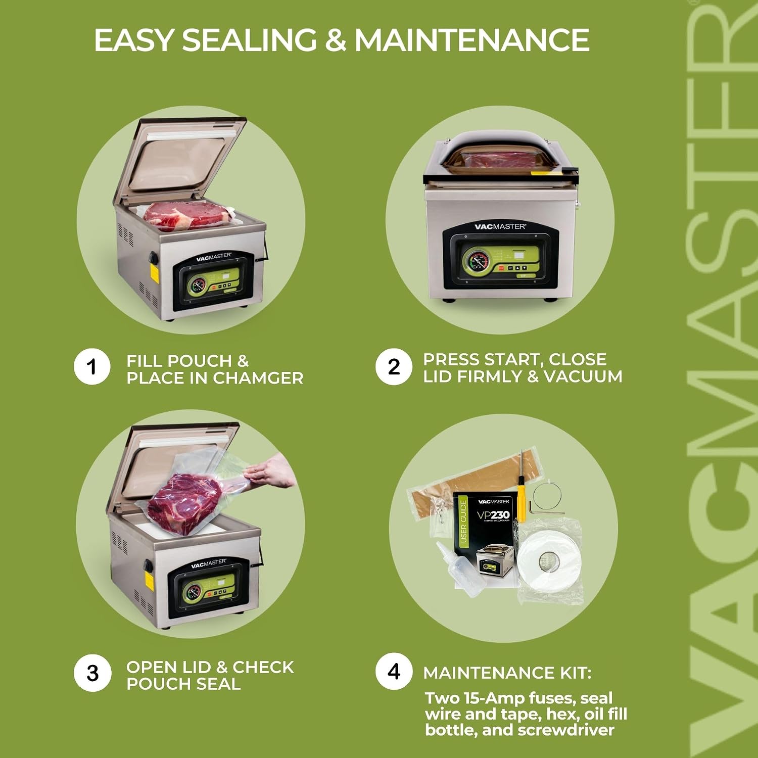 VacMaster VP230 Chamber Vacuum Sealer – Commercial Vacuum Sealer Machine for Food with 1/2 HP Oil Pump, 12.25” Seal Bar for 12” x 15” Bags
