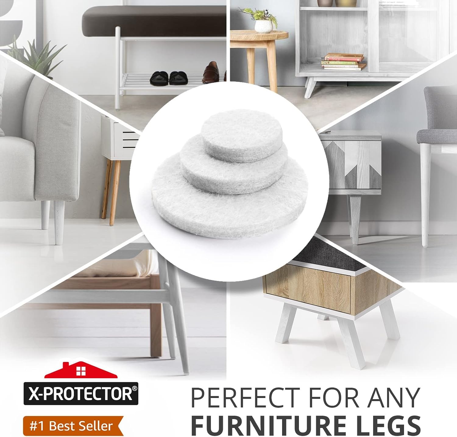 Felt Furniture Pads X-PROTECTOR 133 PCS Premium Furniture Pads - Felt Pads | Furniture Feet Wood Floor Protectors - Protect Your Hardwood & Laminate Flooring! Brown and Beige