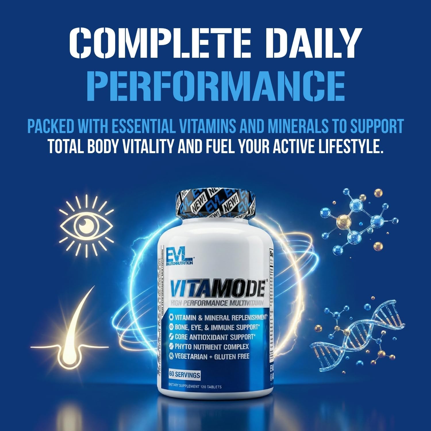 EVL Vitamode - Advanced Daily Men's Multivitamin - 60 Servings | Essential Minerals - Phytonutrient Complex - Active Mens Vitamins for Energy with